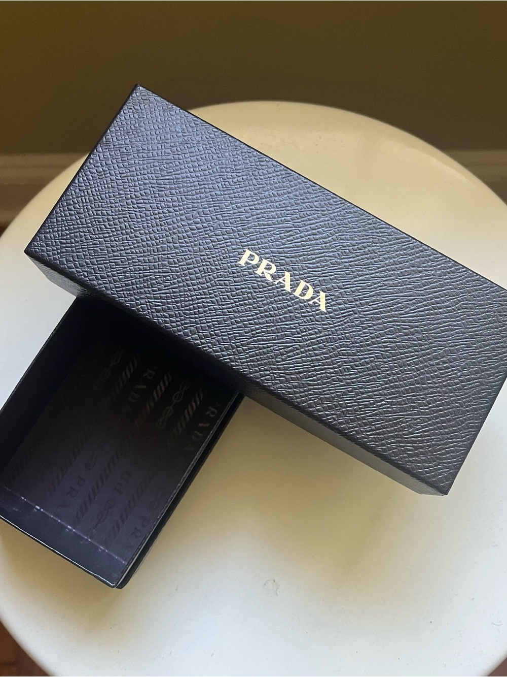 Prada Black Textured Eyewear Box with Gold Logo
